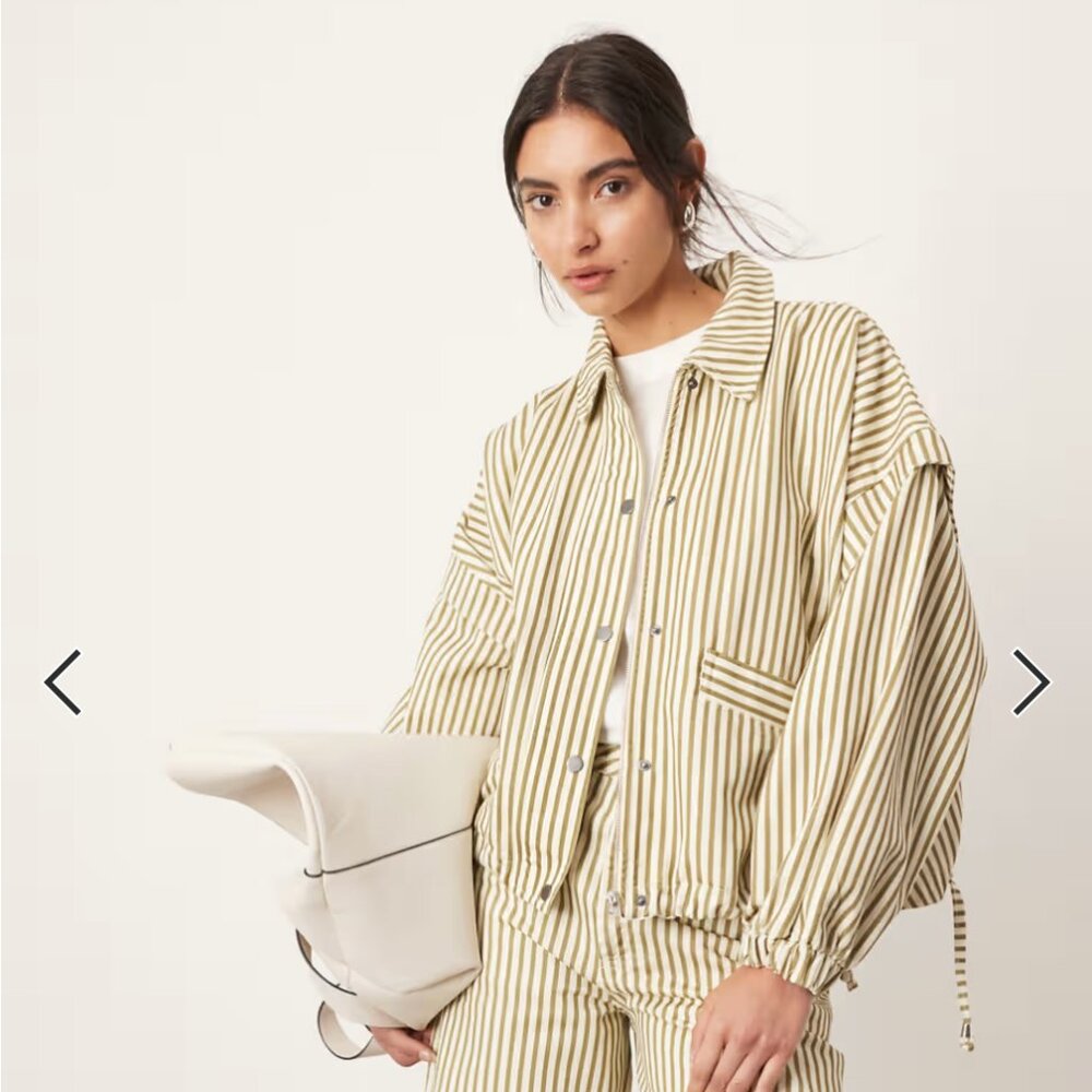 ASOS EDITION denim striped bomber jacket *BRAND NEW WITH TAGS*